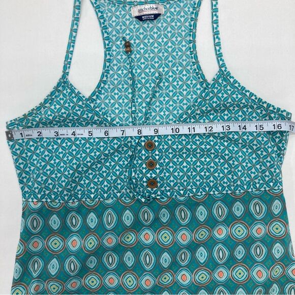 Vintage Anchor Blue Tank SZ M Tunic 100% Cotton Y2K 90’s Turquoise Orange Circle - Picture 14 of 16
